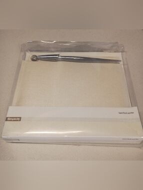 Simplicity Cream Guest Book Set with Silver Pen